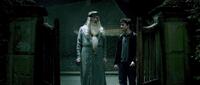 Michael Gambon as Albus Dumbledore and Daniel Radcliffe as Harry Potter in "Harry Potter and the Half-Blood Prince."