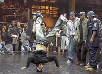 Chris Brown and the cast in "Stomp the Yard."