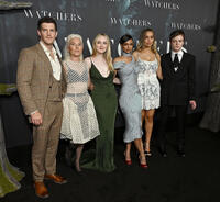 
	Alistair Brammer, Olwen Fou&eacute;r&eacute;, Dakota Fanning, Ishana Night Shyamalan, Georgina Campbell and Oliver Finnegan&nbsp;
