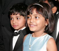 Ayush Mahesh Khedekar and Rubina Ali at the Fox Searchlight Official Slumdog Millionaire/The Wrestler Post Oscar Party.