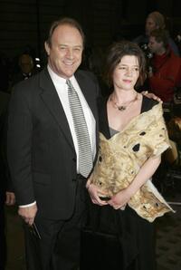 Christopher Cazenove and guest at the premiere of "The White Countess."