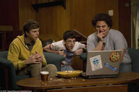 Evan (Michael Cera), Fogell (Christopher Mintz-Plasse) and Seth (Jonah Hill) in "Superbad."