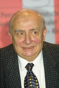 Claude Chabrol at a news conference at the Berlinale Film Festival.