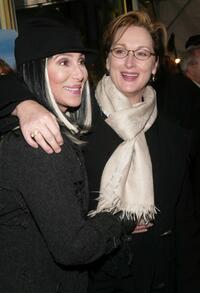 Cher and Meryl Streep at the premiere of "Stuck On You".