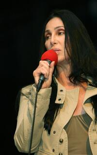 Cher speaks at the premiere of "The Ground Truth".