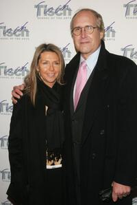 Chevy Chase and his wife at the Tisch School of the arts annual gala benefit at the St. James Theatre.