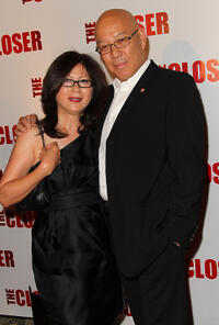 Michael Paul Chan and Guest at the Celebration of 100th Episode of "The Closer" in California.
