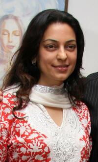 Juhi Chawla at the opening of an exhibition in Mumbai.