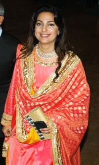 Juhi Chawla at the Raj Kundra and Shilpa Shetty's wedding reception in Mumbai.