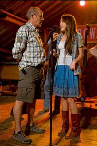 Peter Chelsom and Miley Cyrus in "Hannah Montana: The Movie."