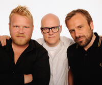 Anders Baasmo Christiansen, producer Brede Hovland and director Rune Denstad Langlo at the portrait studio at DIRECTV Tribeca Press Center during the Tribeca Film Festival 2009 in New York.