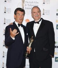 John Cleese and Pierce Brosnan at the Burlington Hotel for the Irish Film and Televison Awards.