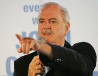 John Cleese at a media conference at Sydneys Taronga Zoo.