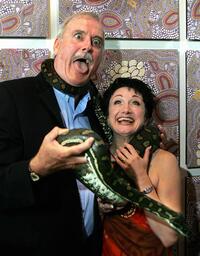 John Cleese and Caroline OConnor at the visit to Sydneys Taronga Zoo.