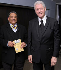 Ambassador Andrew Young and Bill Clinton at the "Walk In My Shoes: Conversations Between A Civil Rights Legend and His Godson on The Journey Ahead" book event in New York.