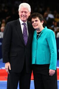 Bill Clinton and Billie Jean King at the BNP Paribas Showdown for the Billie Jean Cup.