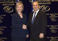 Hillary Rodham Clinton and Ehud Barak at the meeting in Jerusalem.