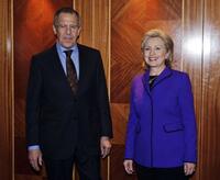 Sergey Lavrov and Hillary Rodham Clinton at the Afghanistan Conference in London.