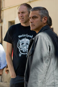 Director Anton Corbijn and George Clooney on the set of "The American."