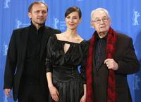 Andrzej Chyra, Maja Ostaszewska and Andrzej Wajda at the photocall of "Katyn" during the 58th Berlinale Film Festival.