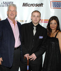 Lenny Clarke, Jeffrey Lynch and Callie Thorne at the "A Salute To Our troops" ceremony in New York.