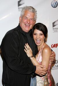 Lenny Clarke and Callie Thorne at the premiere of "Rescue Me."