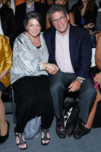 Mindy Cohn and guest at the Mark and Estel runway show during the Mercedes-Benz Fashion Week Spring 2014.