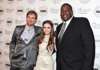 Ray McKinnon, Lily Collins and Aaron Quinn at the 17th Annual Multicultural Motion Picture Association student filmmaker Oscar luncheon.