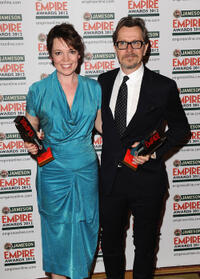 Olivia Colman and Gary Oldman at the 2012 Jameson Empire Awards in London.