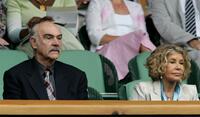 Sean Connery and his wife Micheline Roquebrune at the Wimbledon Lawn Tennis Championship.
