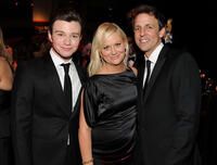 Chris Colfer, Amy Poehler and Seth Meyrs at the Cocktail party of TIME 100 Gala, TIME'S 100 Most Influential People In The World.