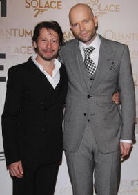 Mathieu Amalric and Swiss director Marc Forster at the Paris premiere of "Quantum of Solace."