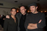 Mark Dacascos, Director Christophe Gans and Vincent Cassel at the private reception with the cast of "Brotherhood Of The Wolf."