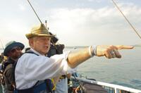 Director Richard Curtis on the set of "Pirate Radio."