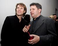 Willem Dafoe and producer Noah Khoshbin at the unveiling of Robert Wilson's "Voom Portraits".