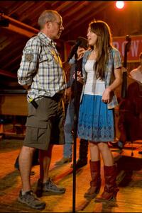 Peter Chelsom and Miley Cyrus in "Hannah Montana: The Movie."