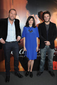 Francois Damiens, Audrey Tautou and Pio Marmai at the Paris premiere of "La Delicatesse."