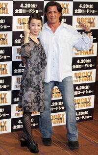 Rei Dan and Sylvester Stallone at the promotion of "Rocky, the Final."