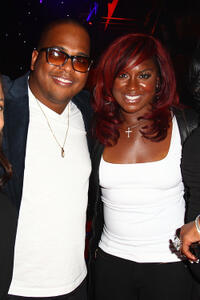 Tricky Stewart and Ester Dean at the Tricky Stewart and RedZone Entertainment Pre-GRAMMY Party in California.