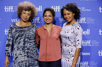 Angela Davis, director Shola Lynch and Eisa Davis at the photocall of "Free Angela & All Political Prisoners" during the 2012 Toronto International Film Festival.