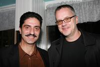 Simon Abkarian and Tim Robbins at the after party of "Yes" during the Tribeca Film Festival.