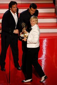 Ellen DeGeneres and Thorsten Kaye with Cameron Mathison at the 34th Annual Daytime Emmy Awards.