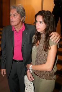 Alain Delon and his daughter Anouchka Delon at the pre-launch cocktail party for his upcoming auction of paintings.