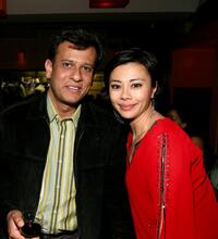 Bedabrata Pain and Angel Desai at the after party of the US premiere of "Amu."