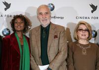 Waris Dirie, Christopher Lee and Catherine Deneuve at the photocall of "Cinema For Peace" during the 58th Berlinale Film Festival.