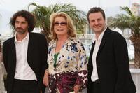 Rabih Mroue, Catherine Deneuve and Director Khalil Joreige at the photocall of "Je Veux Voir" during the 61st International Cannes Film Festival.