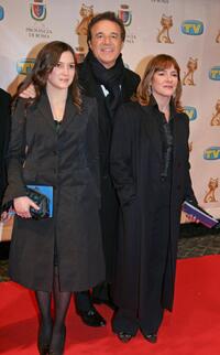 Christian De Sica, his wife Silvia Verdone and daughter at the Italian TV awards show Telegatti.