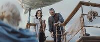 Yvaine (Claire Danes), a fallen star, and Tristan (Charlie Cox) meet up with the mean Captain Shakespeare (Robert De Niro) in "Stardust."