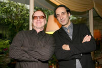 Danny Elfman and Alexandre Desplat at the Society of Composers & Lyrics Pre-Oscar Champagne Reception.