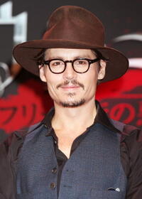 Johnny Depp at a press conference for "Sweeney Todd" in Tokyo, Japan.